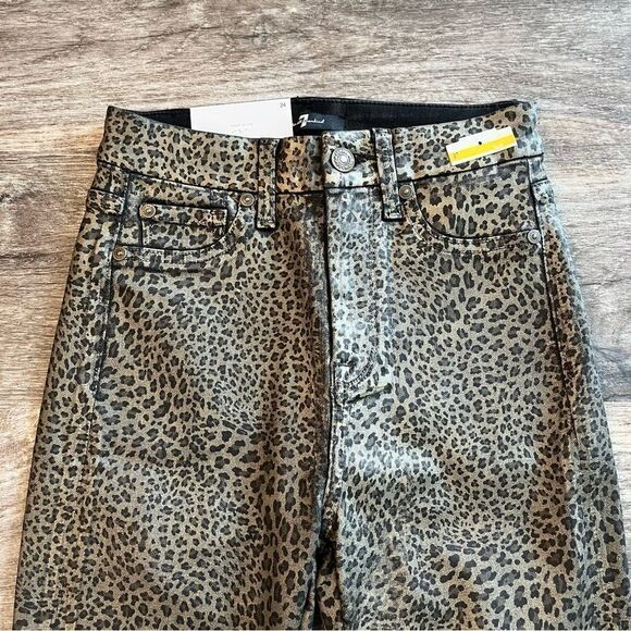 7 For All Mankind Pants Women’s 24 Metallic Leopard High Rise Ankle Skinny NWT - Picture 4 of 10